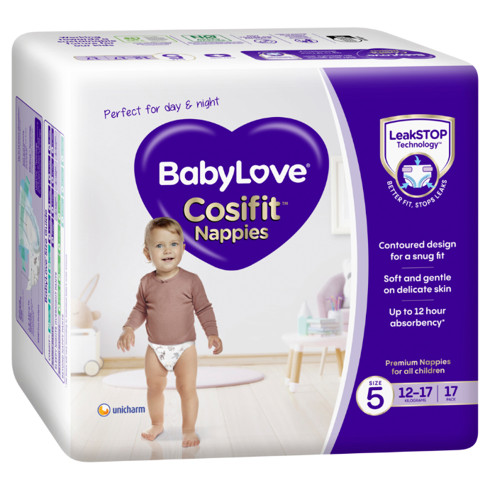 Baby Love Cosifit Convenience Nappies Walker Size 5 17 Pack