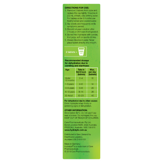 Hydralyte Lemon Lime Flavoured Electrolyte 20 Effervescent Tablets