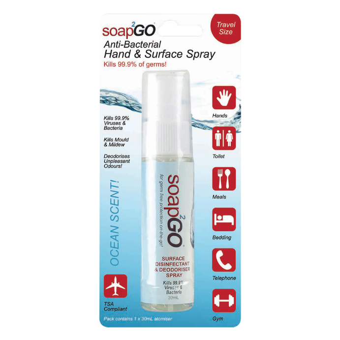 soap2GO Anti-Bacterial Hand & Surface Spray 30mL