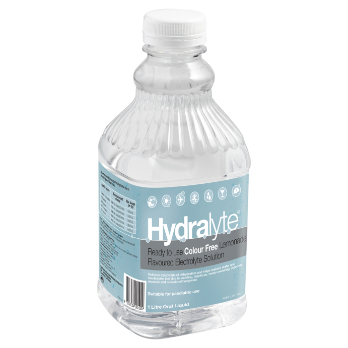 Hydralyte Ready to use Colour Free Lemonade Flavoured Electrolyte Solution 1 L