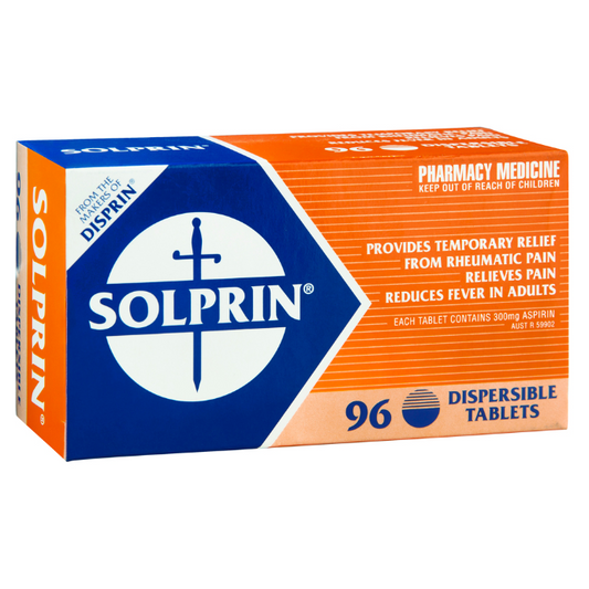 Solprin Pain and Fever Relief Dispersible 300mg Aspirin 96 Tablets