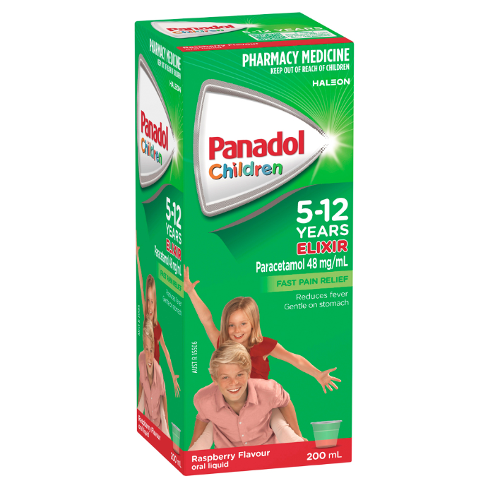Panadol Children's 5-12 Years Elixir Raspberry Flavour 200mL