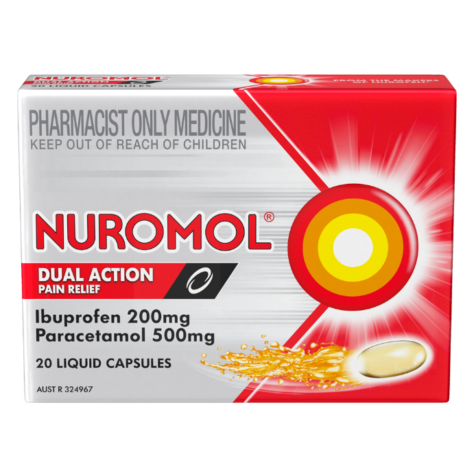 NUROMOL Dual Action Pain Relief 20 Capsules