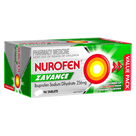 Nurofen Zavance Ibuprofen Sodium Dihydrate 256mg 96 Tablets