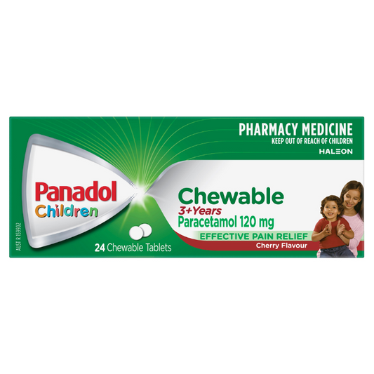 Panadol Chewable 3+ Years Cherry Flavour 24 Tablets