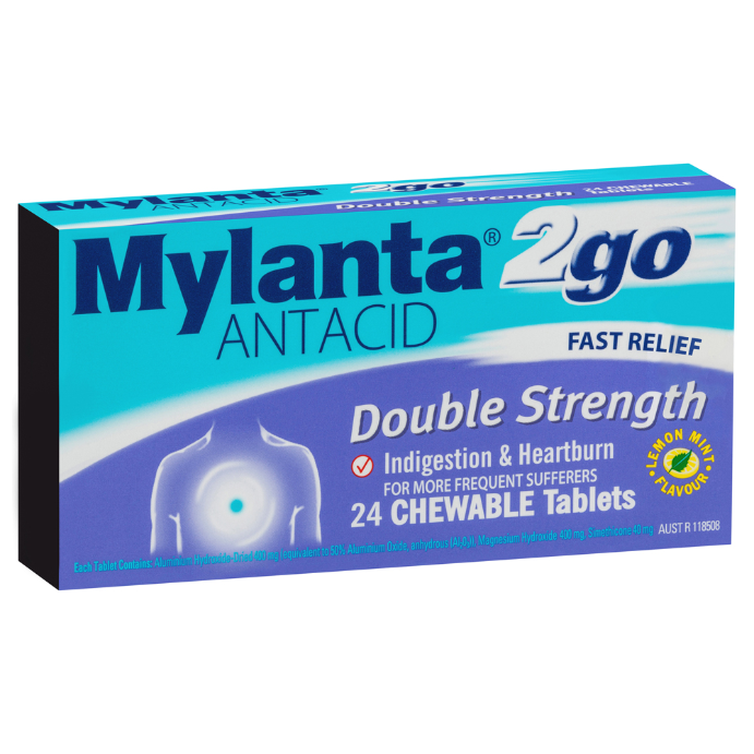 Mylanta 2go Antacid Double Strength 24 Tablets