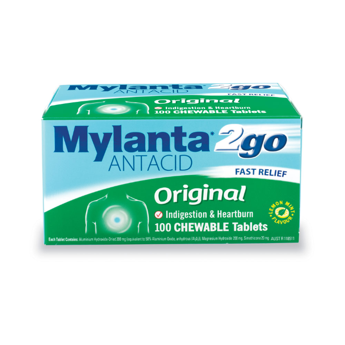 Mylanta 2go Original Chewable Tablets 100 Tablets