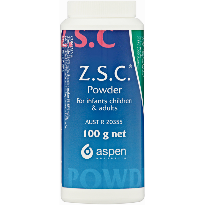 Z.S.C. Powder Zinc Oxide Maize Starch Purified Talc Chlorphenesin Sachet 100g