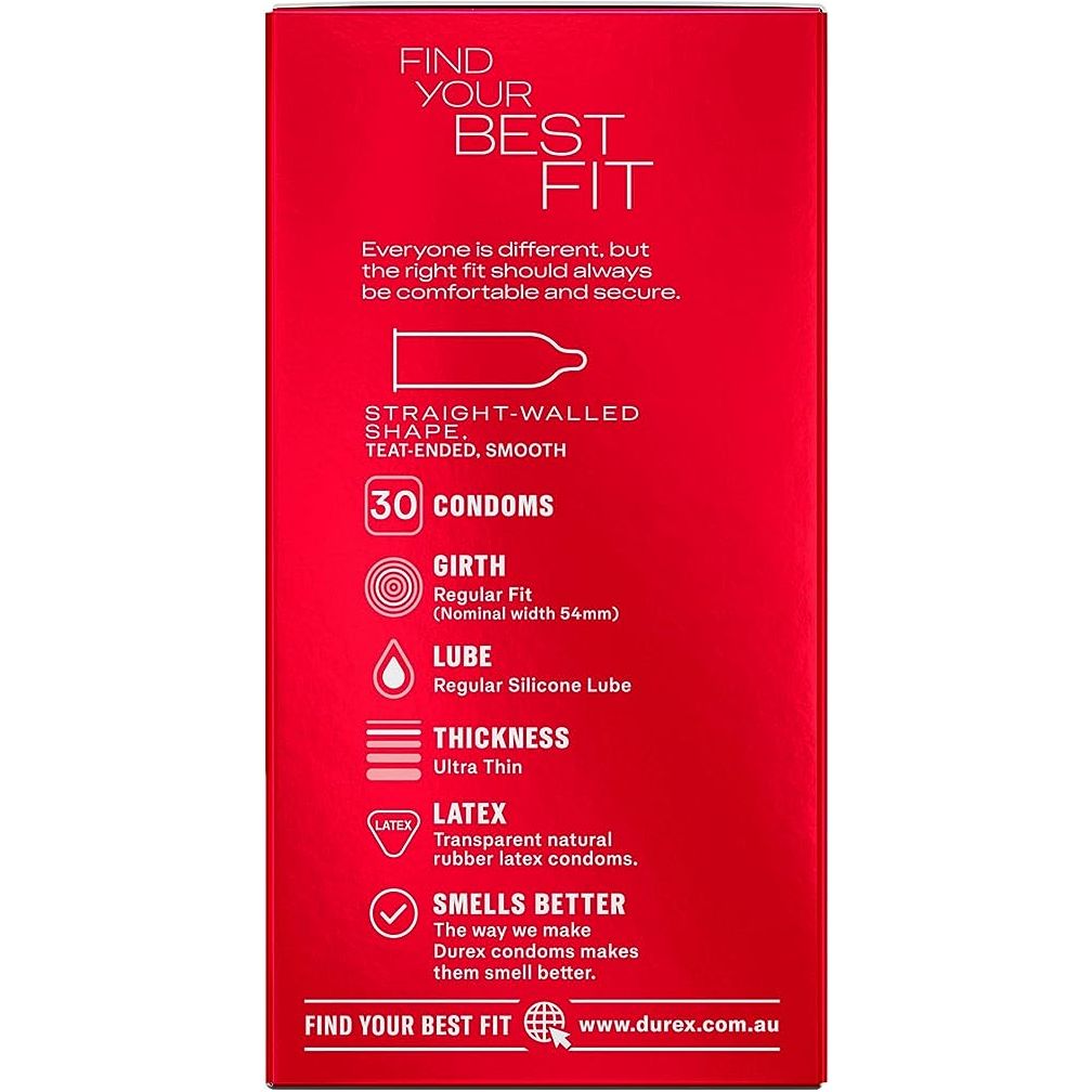 Durex Thin Feel Latex Condoms 30 Pack