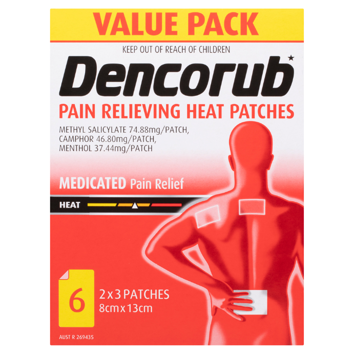 Dencorub Pain Relieving Heat Patches 6 Patches