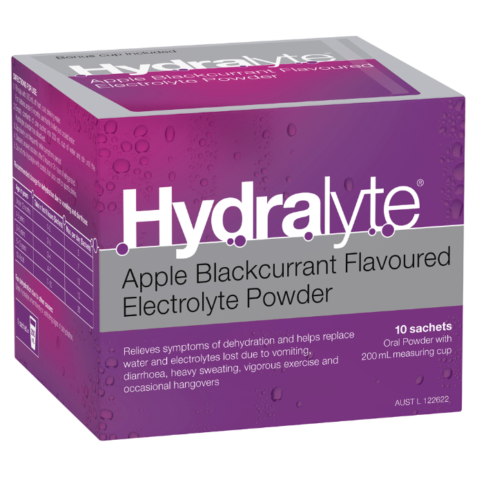 Hydralyte Apple Blackcurrant Flavoured Electrolyte Powder 10 Pack