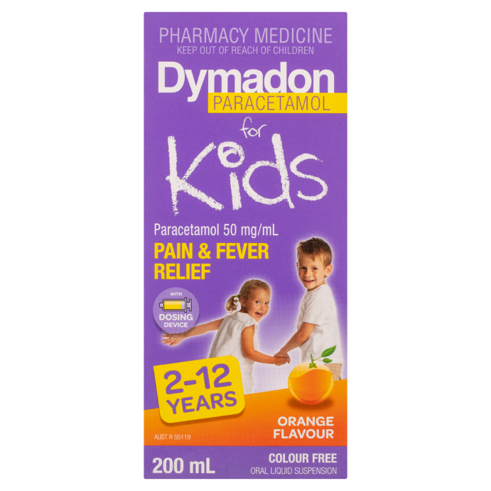 Dymadon For Kids 2 to 12 Years Liquid Paracetamol Orange 200mL