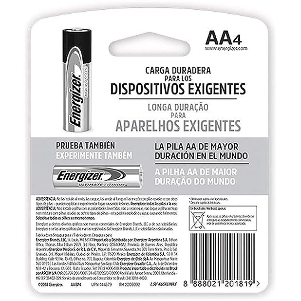 Energizer MAX Plus AA Alkaline Batteries Pack of 4