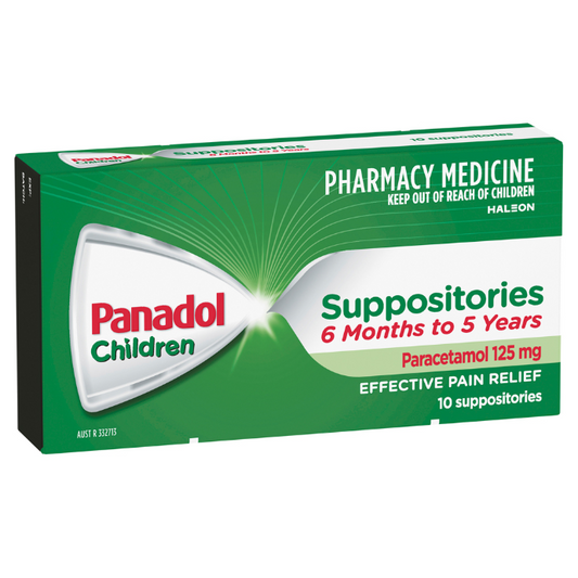 Panadol Child Suppositories 6 Months- 5 Years 125mg 10 Pack