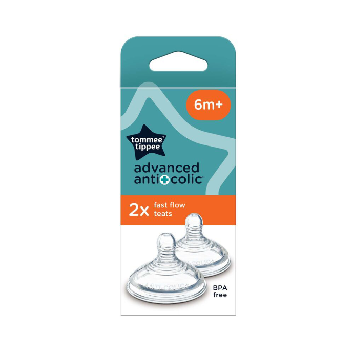 Tommee Tippee Advanced Anti-Colic Baby Bottle Teats 6+ Months 2 Pack
