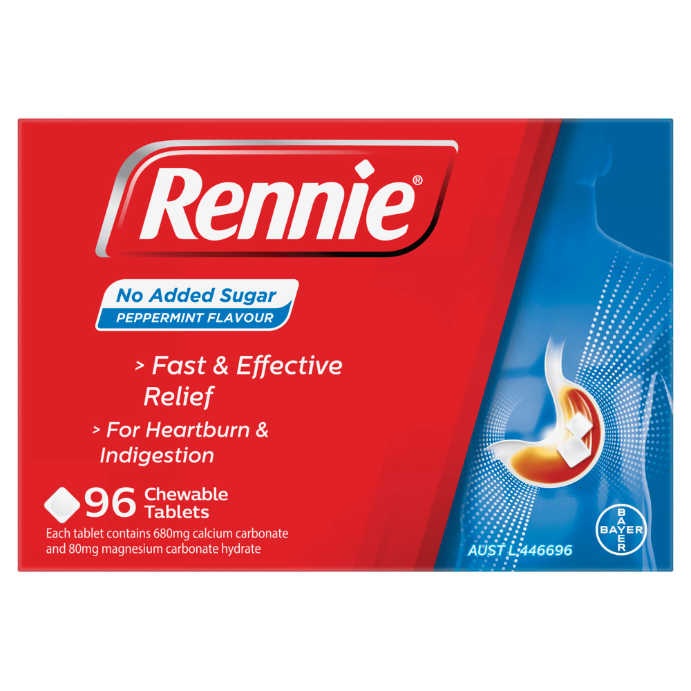Rennie No Added Sugar Peppermint 96 Pack