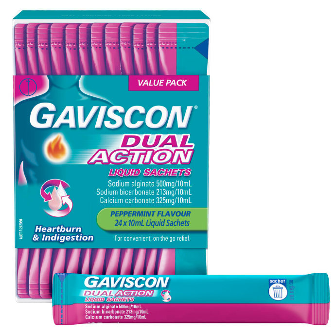 Gaviscon Dual Action Liquid Sachets Peppermint Flavour 24 x 10mL
