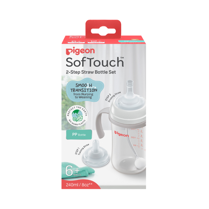 Pigeon SofTouch 2-Step Straw Bottle Set 6+ Months 240mL