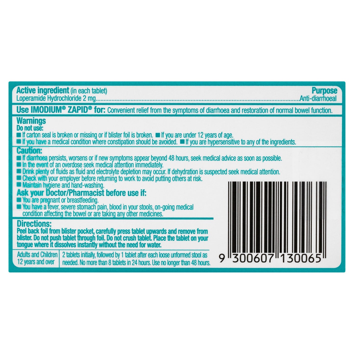 Imodium Zapid Dissolving Tablets 2mg 6 Pack