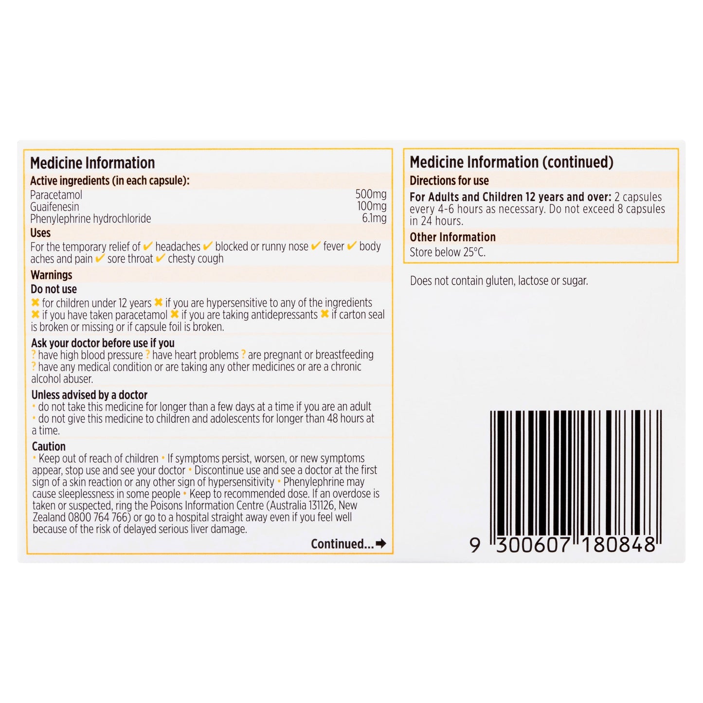 Codral Cold & Flu + Mucus Cough 24 Capsules