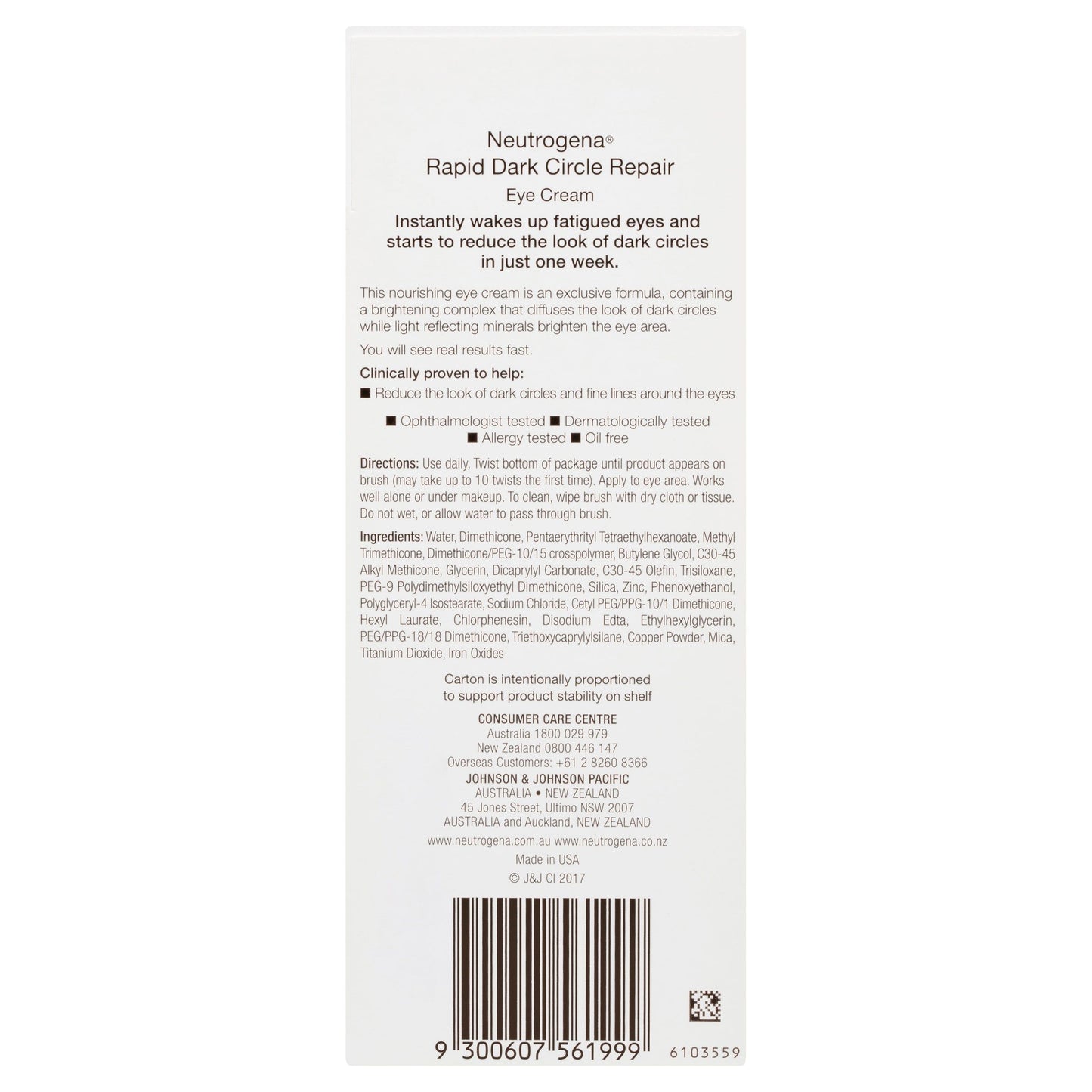 Neutrogena Rapid Tone Repair Dark Circle Eye Cream 3.9ml