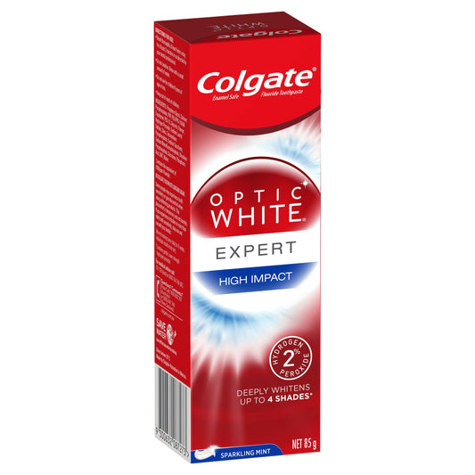Colgate Optic White High Impact White Glistening Mint Teeth Whitening Toothpaste with hydrogen peroxide 85g