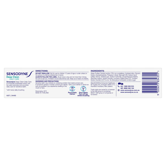Sensodyne Deep Clean, Sensitive Toothpaste, 110g