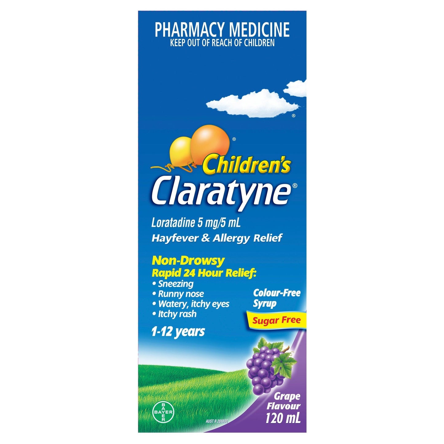 Claratyne Children's Hayfever & Allergy Relief Antihistamine Grape Flavoured Syrup 120ml