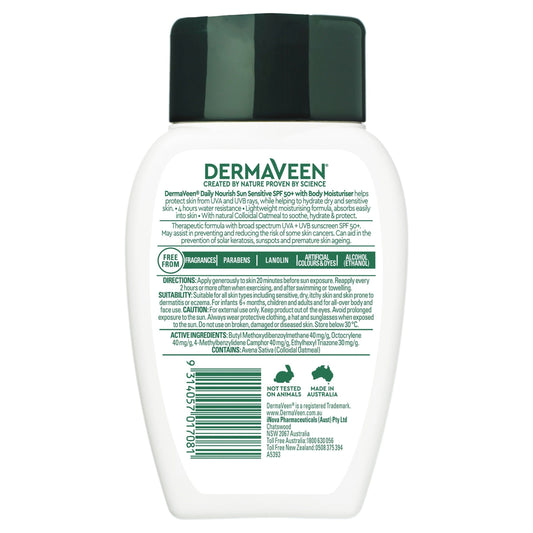 Dermaveen SPF 50+ Daily Nourish Sun Sensitive With Body Moisturiser 250g