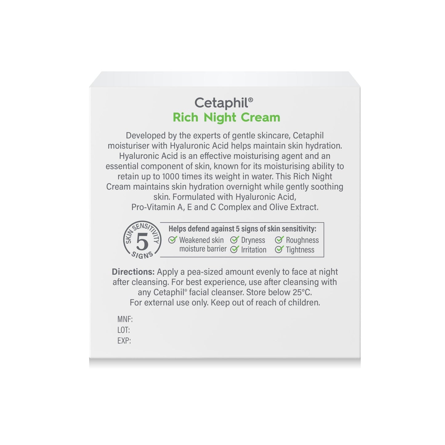 Cetaphil Face Rich Hydrating Night Cream with Hyaluronic Acid 48g