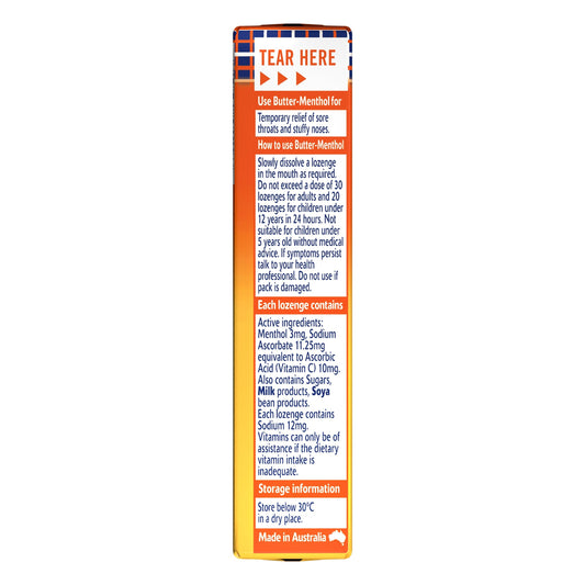Allens Butter menthol Honey Centre 10 Lozenges