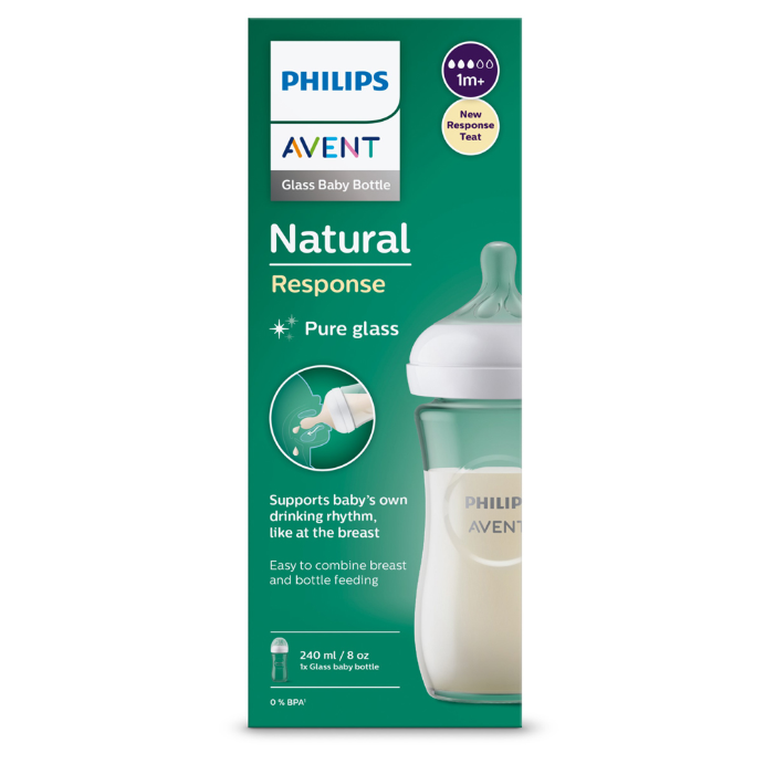 Philips Avent Natural Response 240ml Glass Baby Bottle 1 Pack