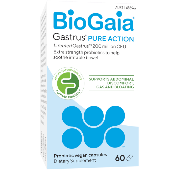 BioGaia Gastrus Pure Action Probiotic Vegan Capsules 60 Pack