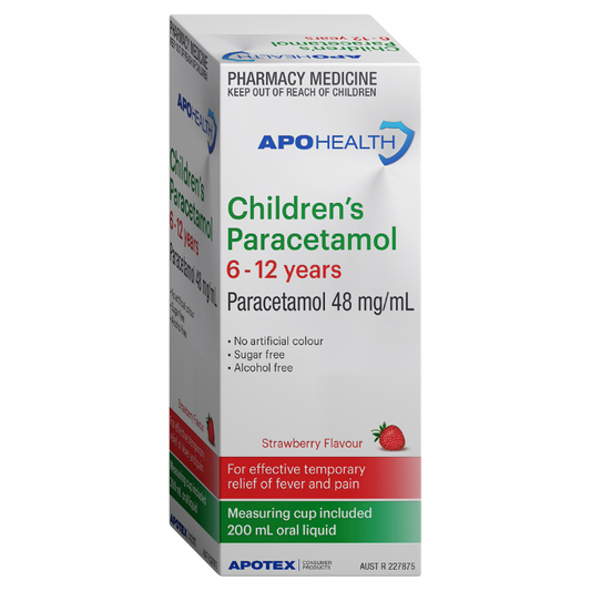 APO HEALTH Paracetamol Children's Paracetamol 6 to 12 yrs Bottle 200mL
