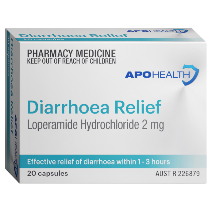 APO HEALTH Diarrhoea Relief 2mg Blister Pack 20 Capsules