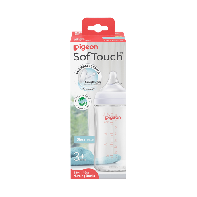 Pigeon SofTouch Glass Bottle 3+ Months 240mL