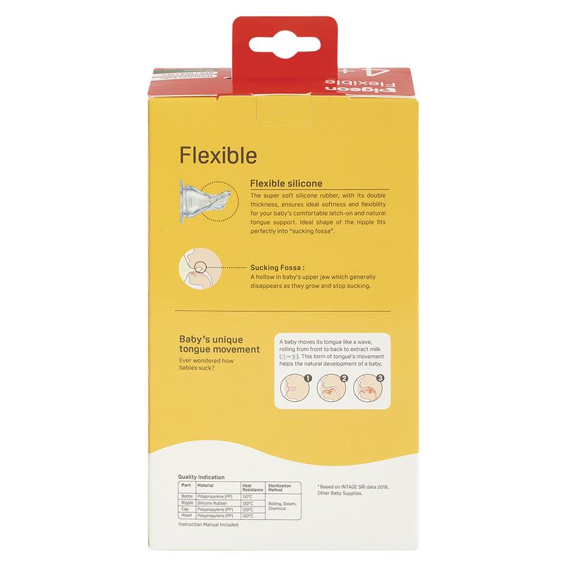 Pigeon Flexible Peristaltic Slim Neck Baby Bottle, 240ml Twin Pack - Ideal for 4+ Months