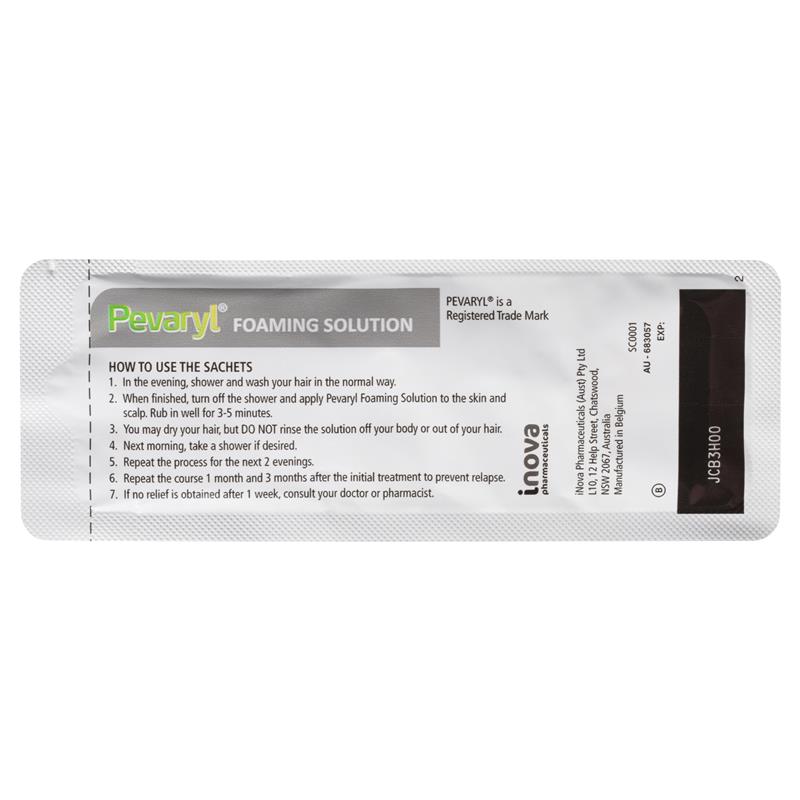 Pevaryl Foaming Solution 1% 3x10g Sachets