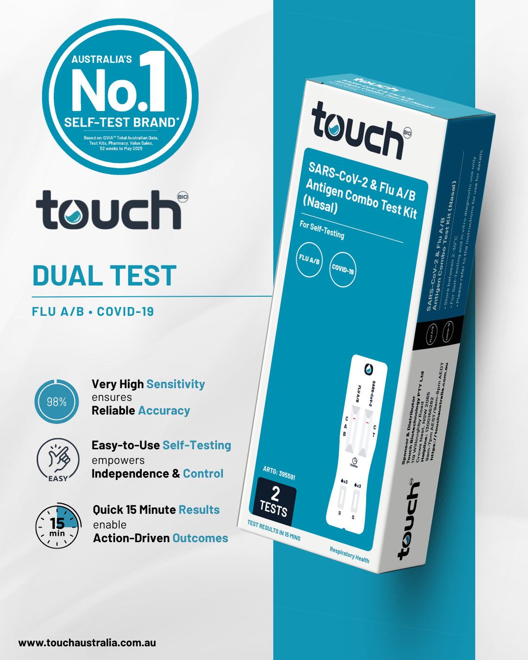 COVID-19 and Flu A/B Rapid Antigen Combo Test  - For Self Testing | 02 Test Kits