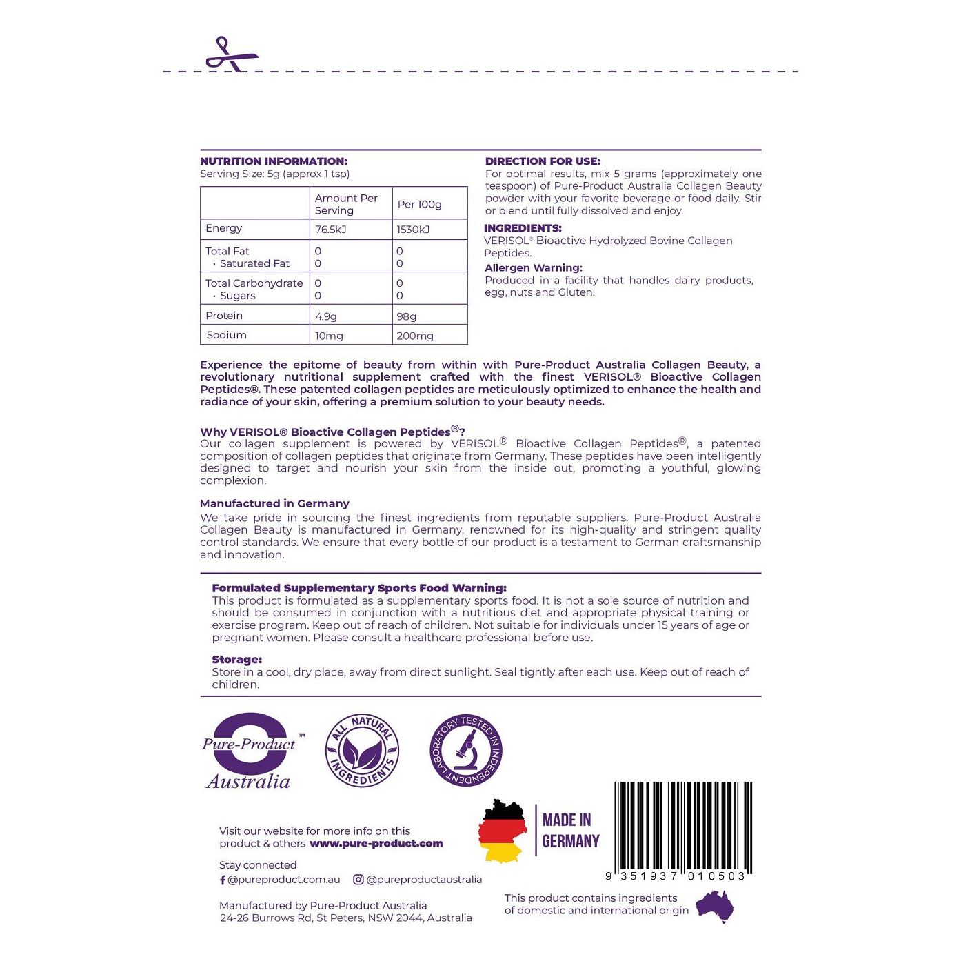 Collagen Peptides Type I & III (Germany )