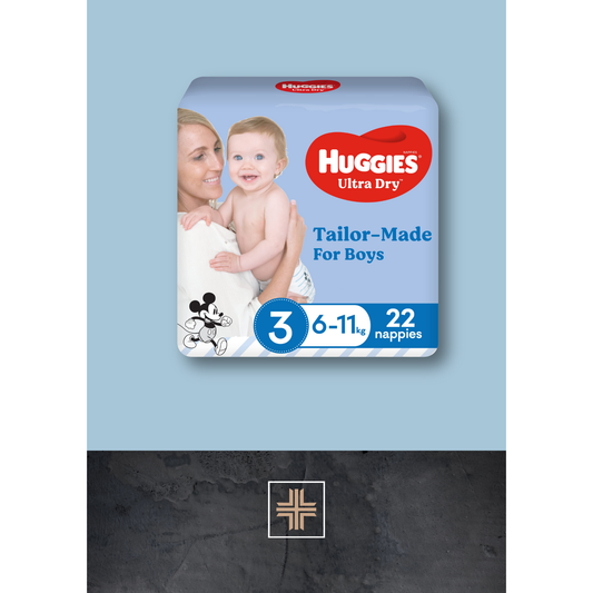 Huggies Ultra Dry For Boys Crawler Size 3, 6-11kg 22 Nappies