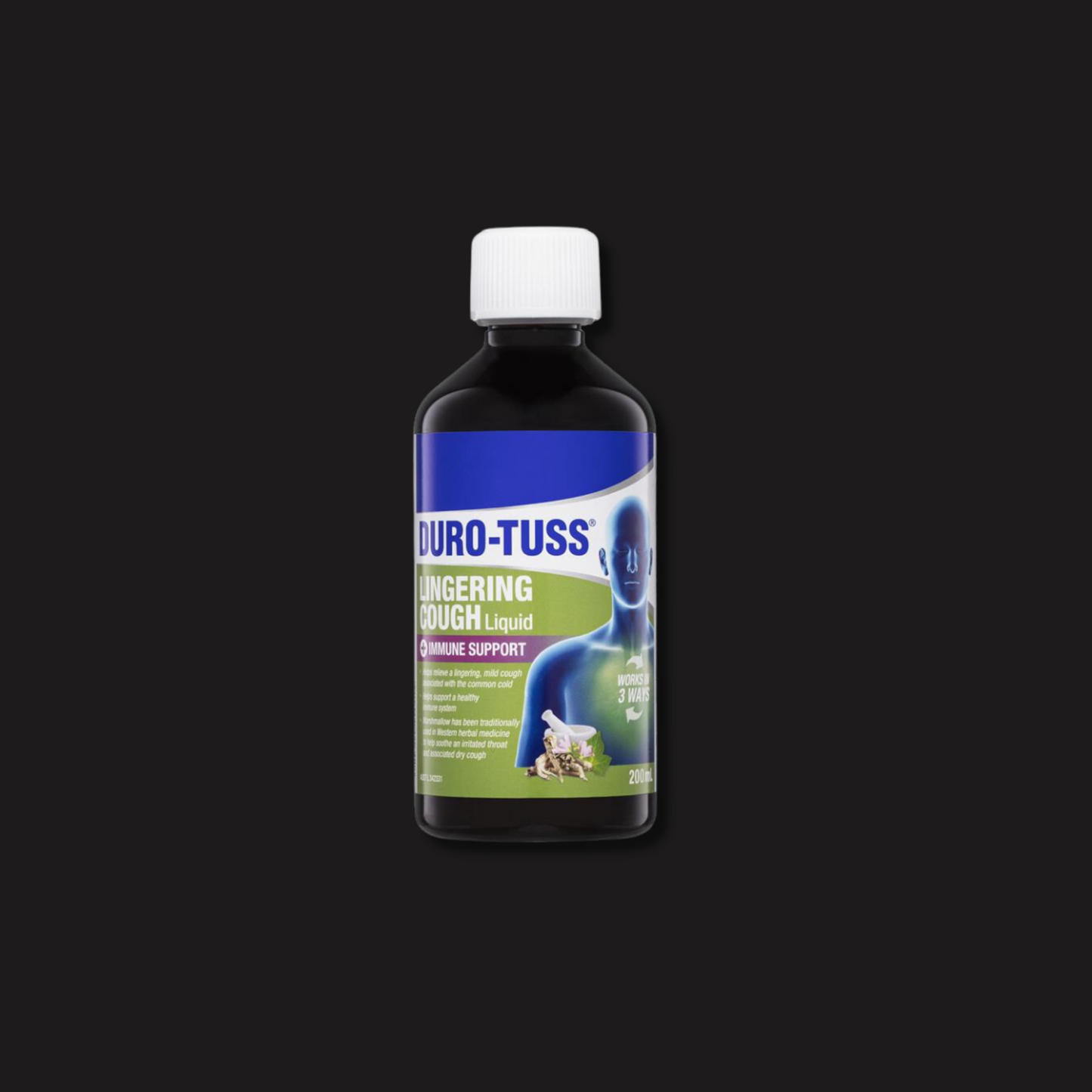 DURO-TUSS Lingering Cough Liquid Immune Support Blackberry & Vanilla 200mL