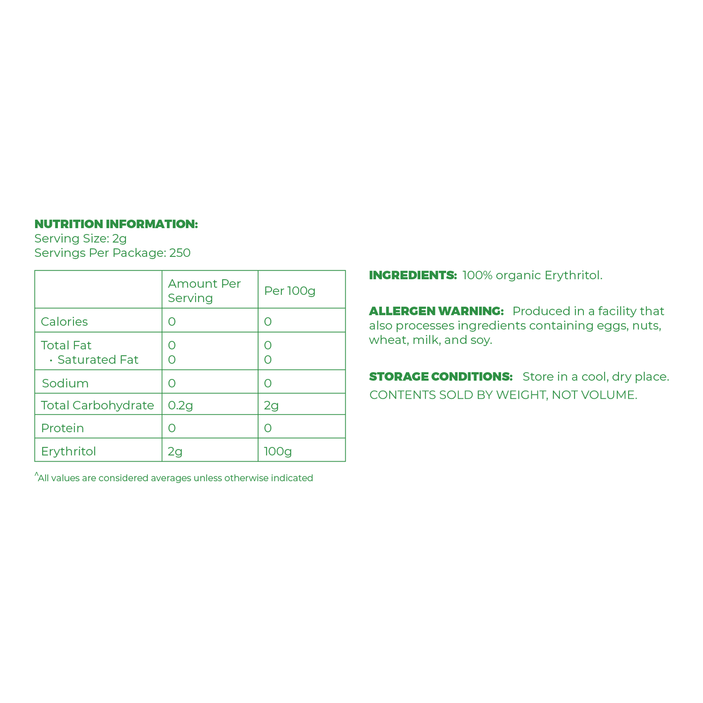 Erythritol 100% Natural Sweetener