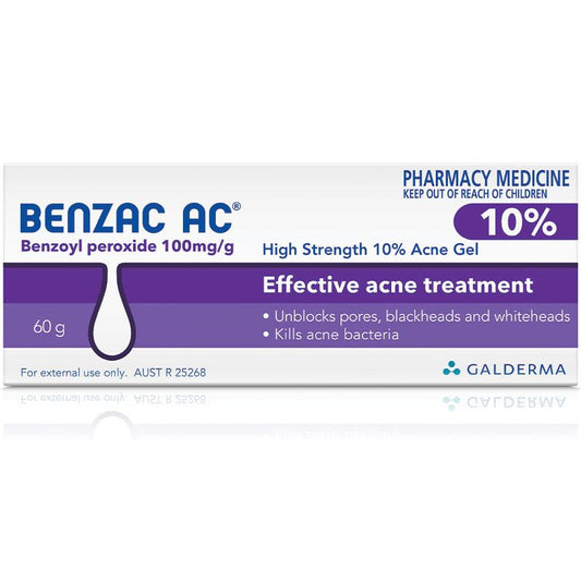 Benzac AC Gel 10% 60g (Limit ONE per Order) - STELLAR PHARMACY