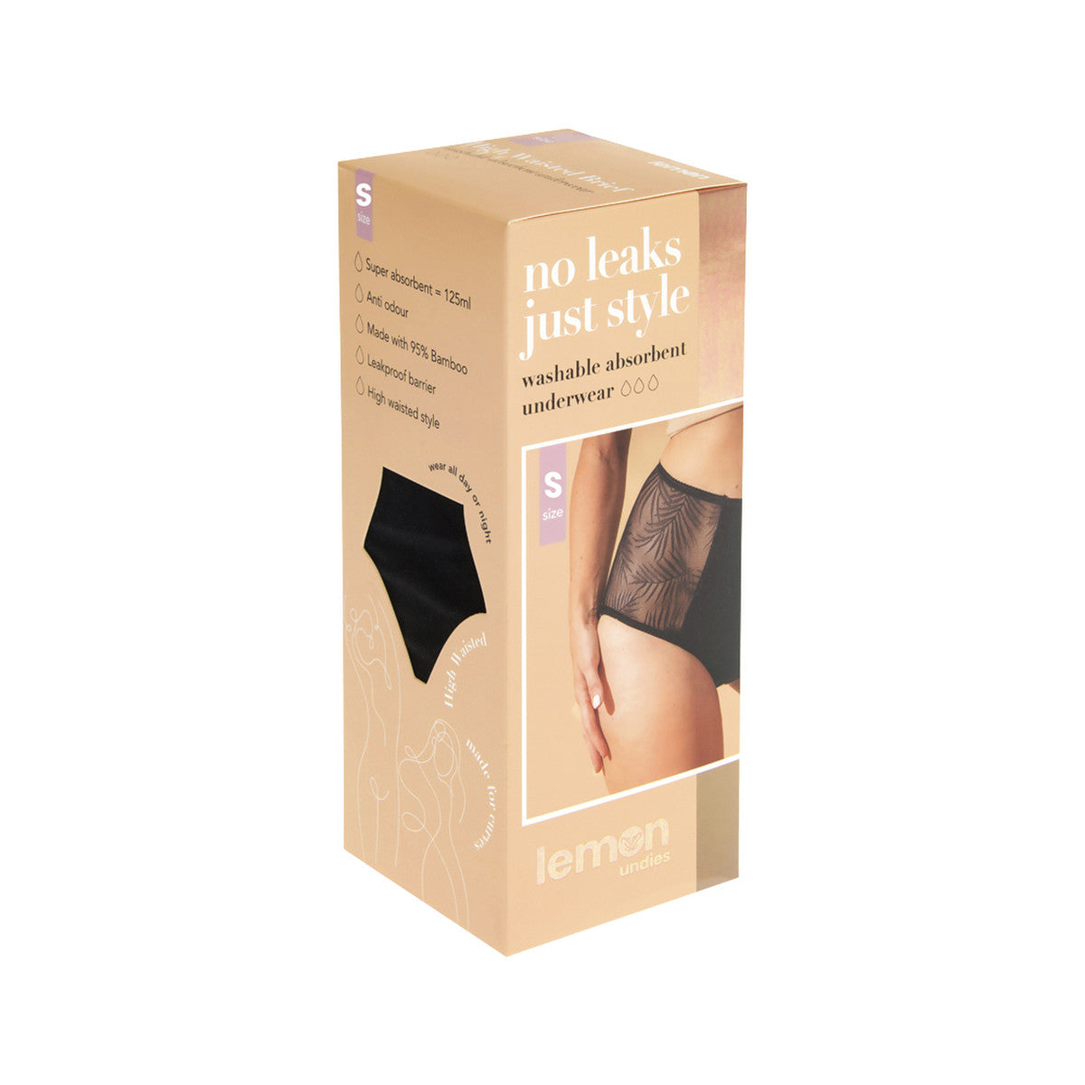 Pelvi Lemon Light Bladder Leaks Leakproof Underwear High-Waisted Black S - STELLAR PHARMACY