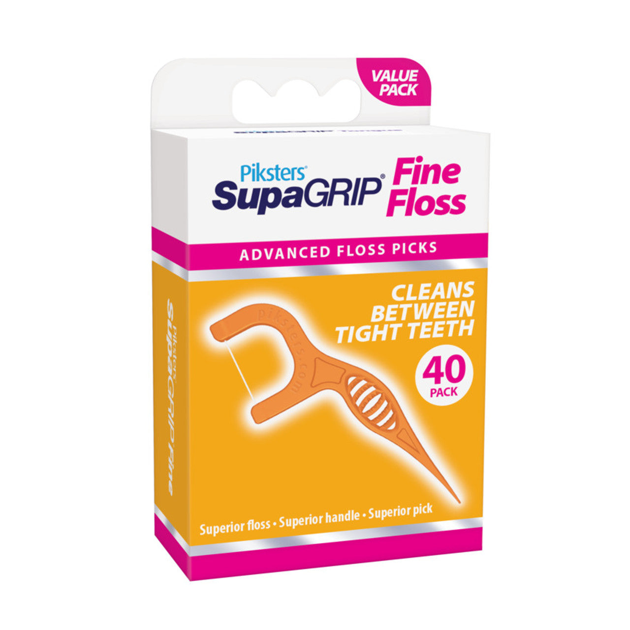 Piksters SupaGRIP Floss Picks Fine 40 Pack - STELLAR PHARMACY
