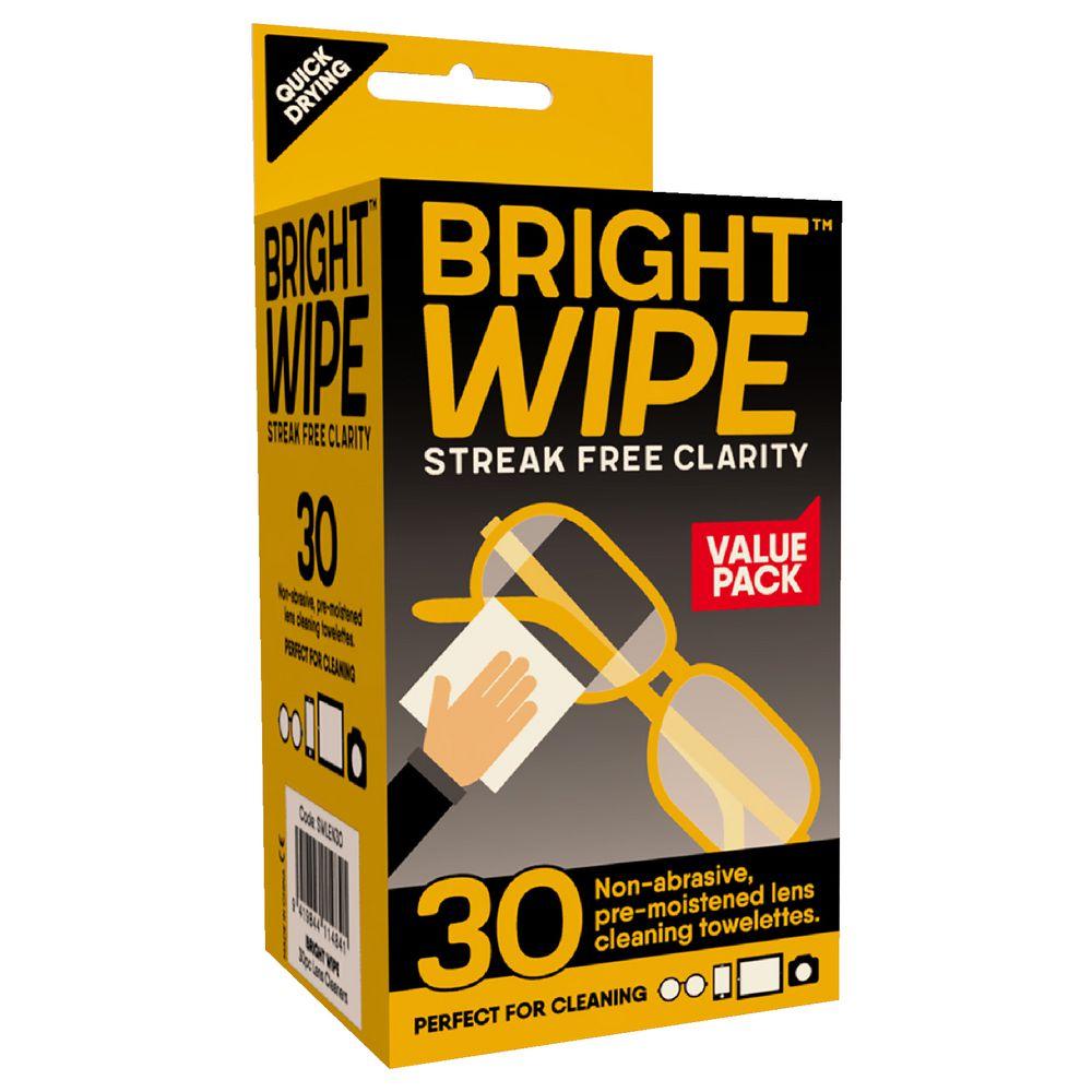 Bright Wipe Lens Cleaning Wipes 30 Pack (Pack of 6)