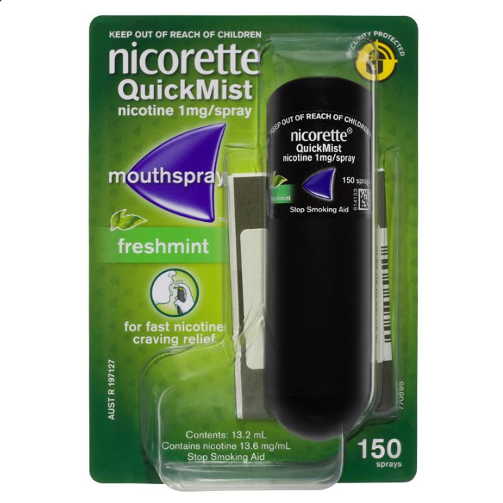 Nicorette Quit Smoking QuickMist Mouth Spray Freshmint 150 Sprays (13.2mL x 1) - STELLAR PHARMACY