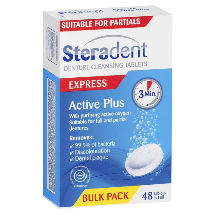 Steradent Active Plus Denture Cleansing 48 Tablets - STELLAR PHARMACY