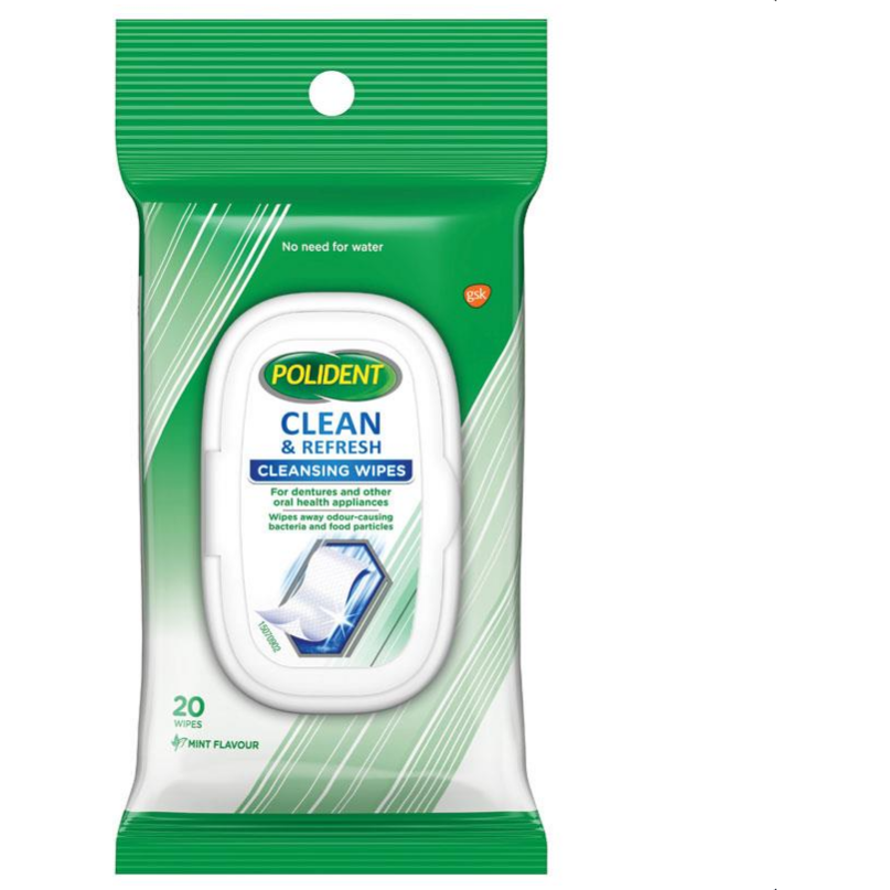 Polident Denture Cleanser Wipes 20 Pack
